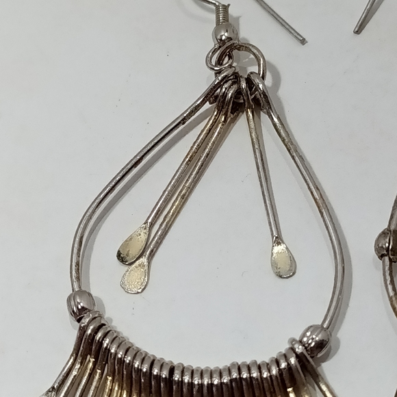 Silver Tone Tassel Chime Dangle Earrings - Picture 4 of 4